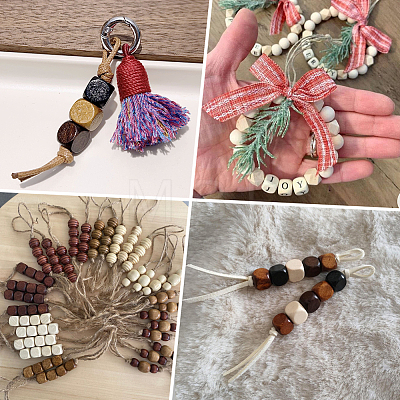 300Pcs 3 Colors Dyed Natural Wood Beads WOOD-SP0001-90-1