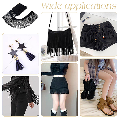 Faux Suede Fabric Tassel Ribbons OCOR-WH0109-110A-1