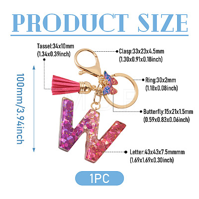 Alloy Resin Butterfly Keychains KEYC-TADJ0002-02G-W-1