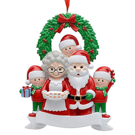 Resin Santa Claus Family Pendant Decorations XMAS-PW0006-03-1