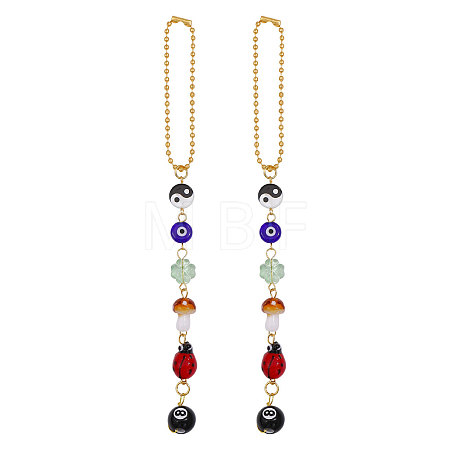 2Pcs Glass Car Pendant Decorations AJEW-GL0003-28-1