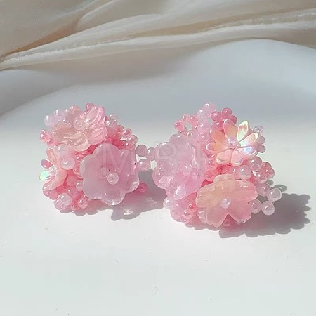 Flower Glass Plastic Stud Earrings FS-WG119A6-01-1