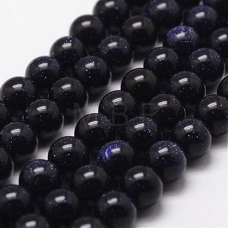 Synthetic Blue Goldstone Beads Strands G-D840-81-10mm-1