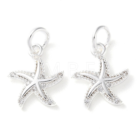 Rack Plating Brass Micro Pave Clear Cubic Zirconia Charms KK-D097-04S-1