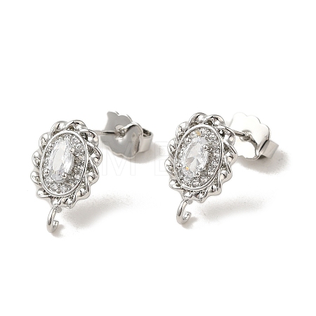 Rack Plating Brass Oval Stud Earrings Findings EJEW-H004-06P-1