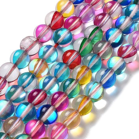 Synthetic Moonstone Beads Strands G-P528-J02-21-1