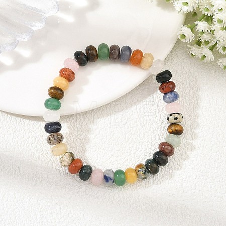 8MM Natural Mixed Gemstone Rondelle Heishi Beads Stretch Bracelets BJEW-JB14425-1