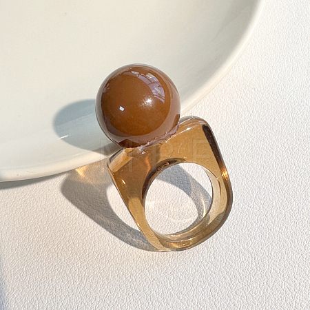 Resin Round Bead Finger Rings FS-WG38F74-08-1