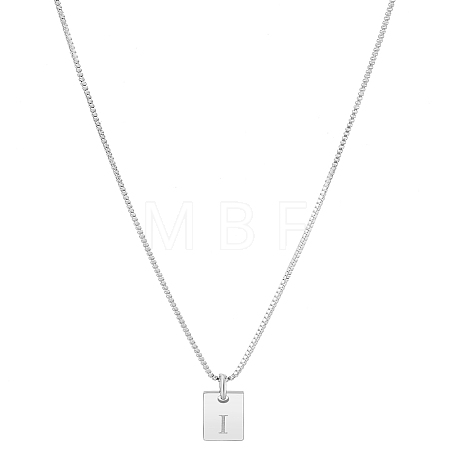 1Pc Stainless Steel Letter Rectangle Pendant Necklaces NJEW-LP0001-34I-P-1