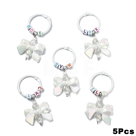 5Pcs Acrylic & Glass Seed Pendant Decorations HJEW-YW00327-03-1