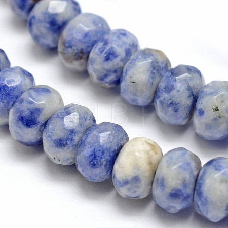 Faceted Natural Blue Spot Jasper Rondelle Beads Strands G-K090-05-1