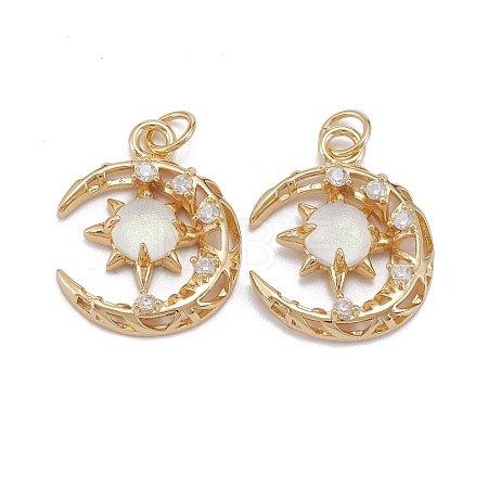 Brass Micro Pave Clear Cubic Zirconia Glass Pendants X-ZIRC-C024-06G-03-1