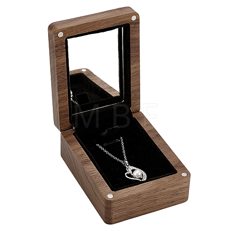 Wood Pendant Storage Magnetic Boxes with Mirror Inside CON-WH0085-243-1