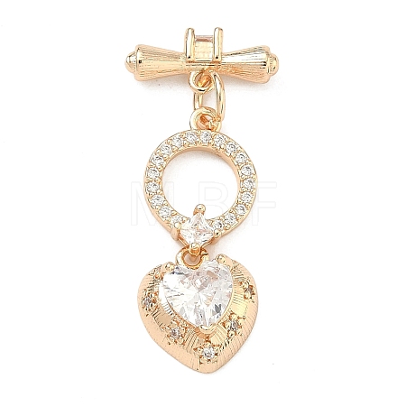 Brass Micro Pave Clear Cubic Zirconia Toggle Clasps KK-F934-05G-1