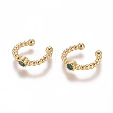 Golden Plated Brass Micro Pave Cubic Zirconia Cuff Earrings EJEW-L244-05C-1