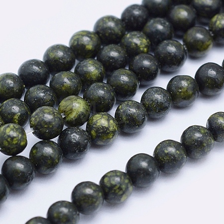 Natural Serpentine/Green Lace Stone Beads Strands G-P345-01-6mm-1
