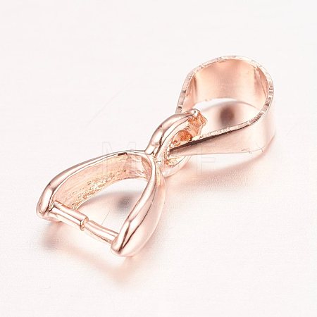 Real Rose Gold Plated Brass Pendant Pinch Bails X-KK-E702-04RG-NF-1