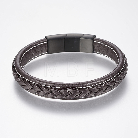 Braided Leather Cord Bracelets BJEW-H561-04B-1