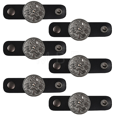 6Pcs Alloy with Imitation Leather Scarf Clips AJEW-CL0004-82C-1