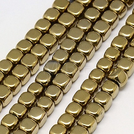 Electroplate Non-magnetic Synthetic Hematite Beads Strands G-J172-4x4mm-08-1