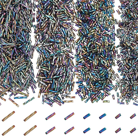 1600Pcs 4 Styles Glass Twisted Bugle Beads SEED-PH0002-09B-1