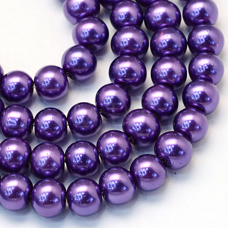Baking Paint Pearlized Glass Pearl Round Bead Strands HY-Q330-8mm-76-1