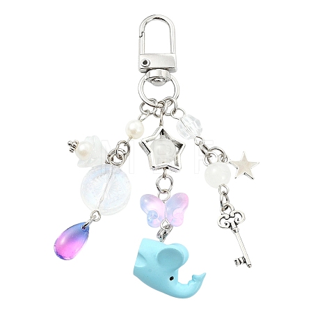 Glass & Resin & Alloy Pendant Decorations HJEW-YW00408-01-1
