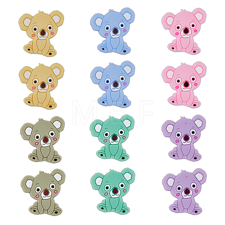 12Pcs 6 Colors Food Grade Eco-Friendly Silicone Beads SIL-HY0001-11-1
