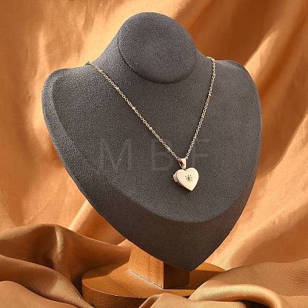 Clear Cubic Zirconia Locket Necklaces LS-NJEW-A036-01A-1