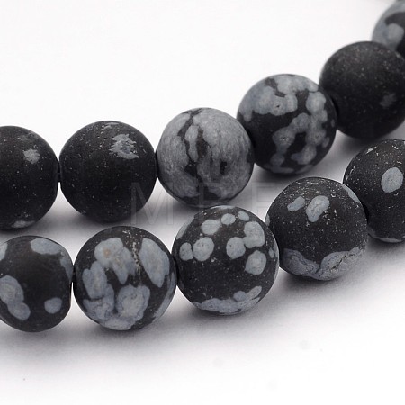 Natural Snowflake Obsidian Gemstone Beads G-J338-03-6mm-1