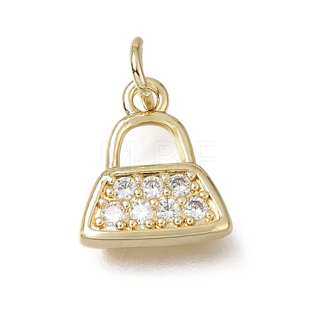 Brass Micro Pave Clear Cubic Zirconia Charms CU-L001-02G-1