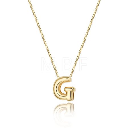 Brass Initial Pendant Box Chain Necklaces for Women FS-WG5C822-07-1