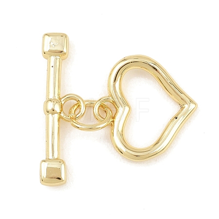 Heart Brass Toggle Clasps KK-G548-43G-02-1