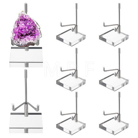 Iron Crystal Rock Display Easels with Square Clear Acrylic Base ODIS-WH0079-011P-1