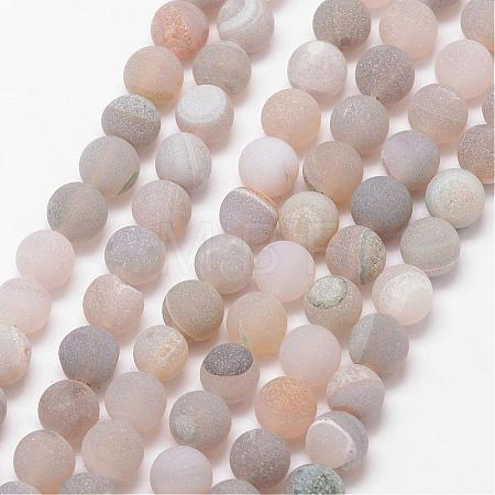 Natural Druzy Geode Agate Bead Strands G-K166-09-8mm-08-1