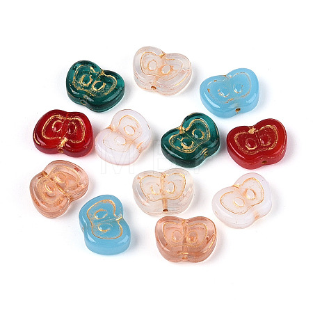 Baking Paint and Golden Metal Enlaced Glass Beads DGLA-T004-26M-1