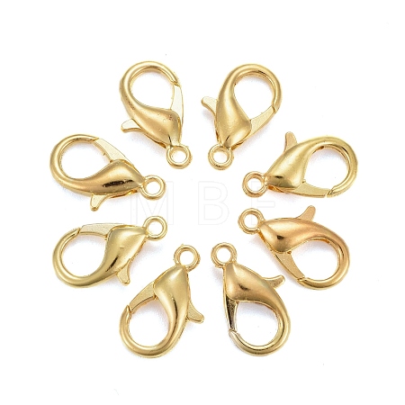 Golden Tone Zinc Alloy Lobster Claw Clasps X-E106-G-NF-1