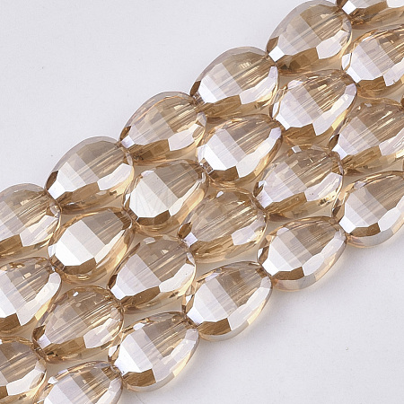 Electroplate Transparent Glass Beads Strands EGLA-T020-05B-1