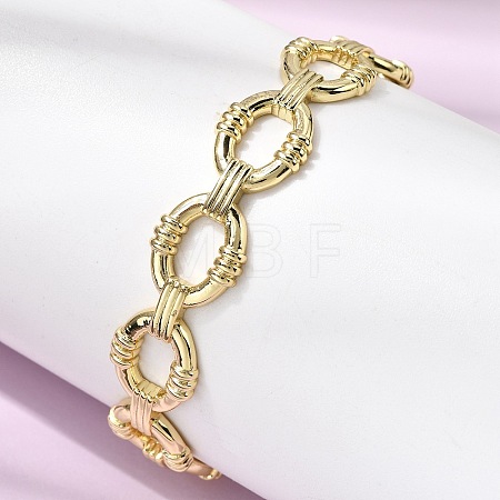 Brass Oval Link Cuff Bangles for Women BJEW-K274-15G-1