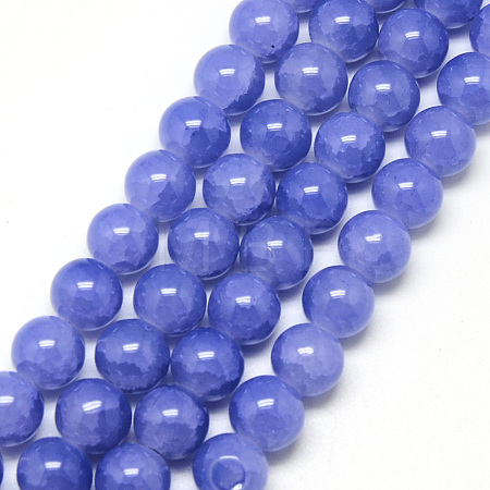 Baking Paint Crackle Glass Beads Strands X-DGLA-Q023-6mm-YS14-1