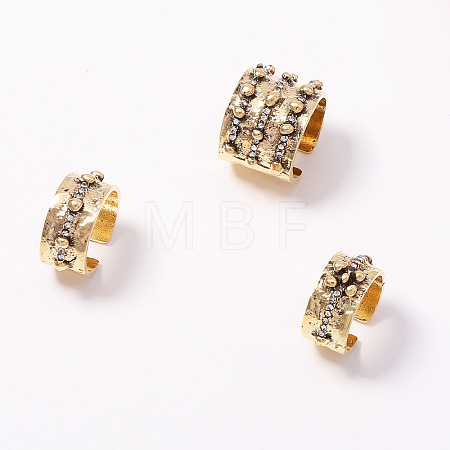 Zinc Alloy Rhinestone Cuff Open Rings Set FS-WGB6ABE-01-1