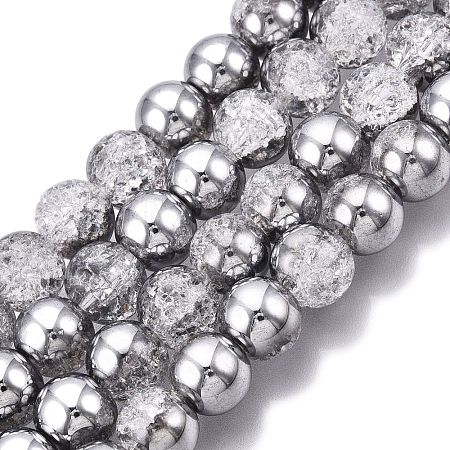 Electroplated Crackle Glass Beads Strands X-EGLA-N014-10mm-03-1
