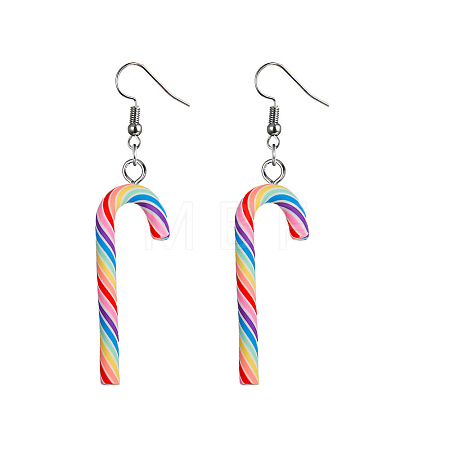 Christmas Candy Cane Polymer Clay Dangle Earrings FS-WG2A6C6-04-1