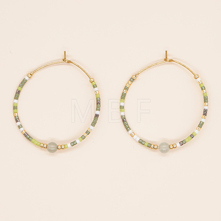 Bohemian Handmade Glass Beaded Hoop Earrings RN1446-5-1