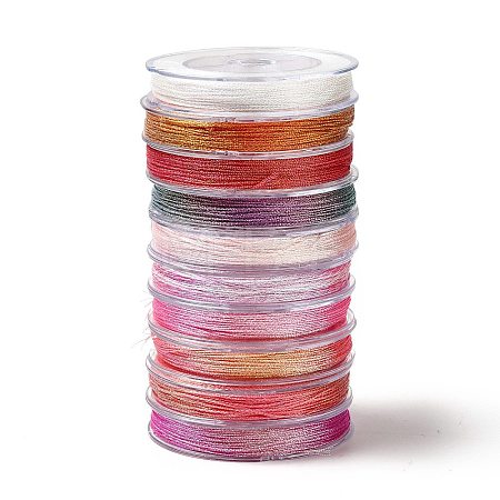 10 Rolls 10 Colors 6-Ply PET Polyester Metallic Thread OCOR-L046-03A-1