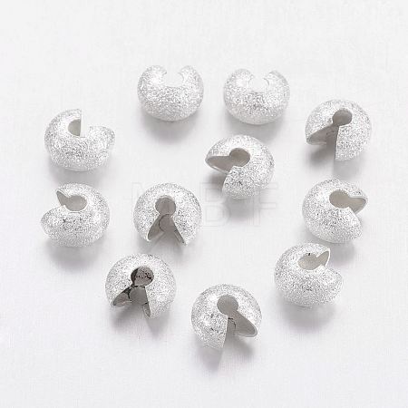 Brass Crimp Beads Covers X-KK-G017-S-NF-1