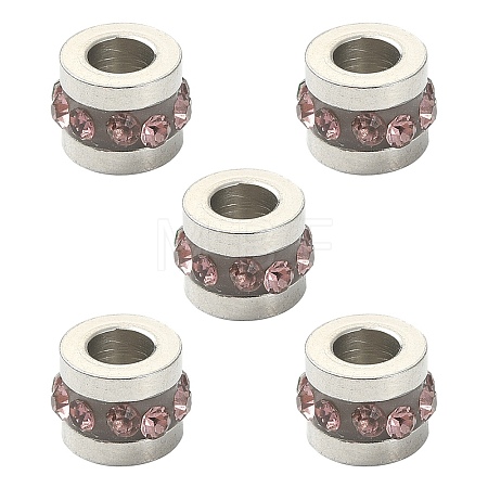 201 Stainless Steel Polymer Clay Rhinestone Inlaid Beads RB-YW0001-11H-1