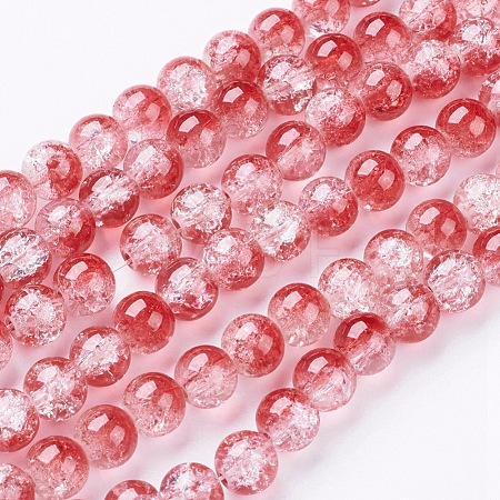 Crackle Glass Beads Strands X-GGC8mmY-A74-1