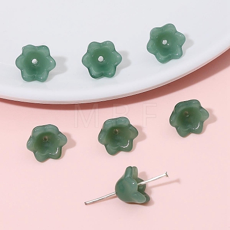 10Pcs Gradient Color Transparent Glass Bead Caps PW-WG464DA-02-1