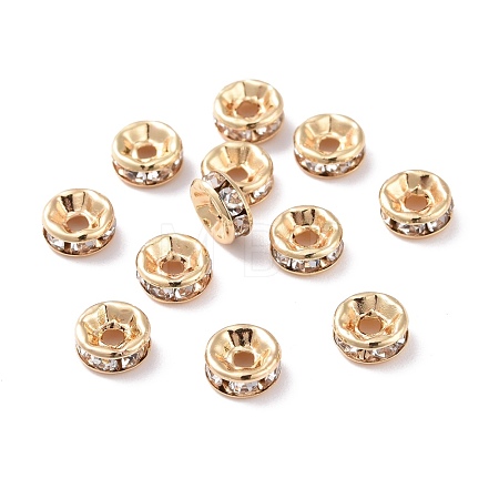 Brass Crystal Rhinestone Spacer Beads KK-G418-14G-A-1